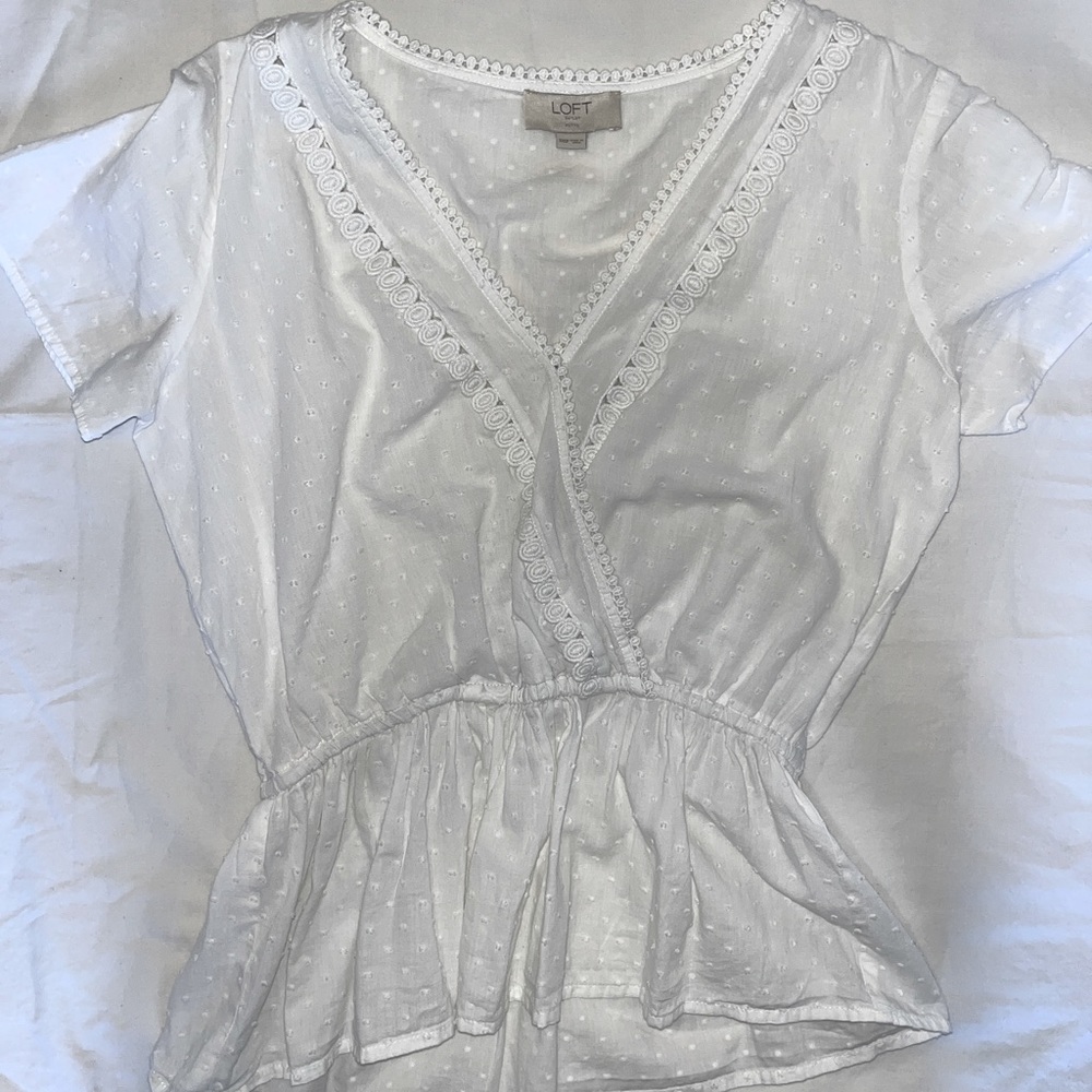 LOFT | White Boho style Blouse S